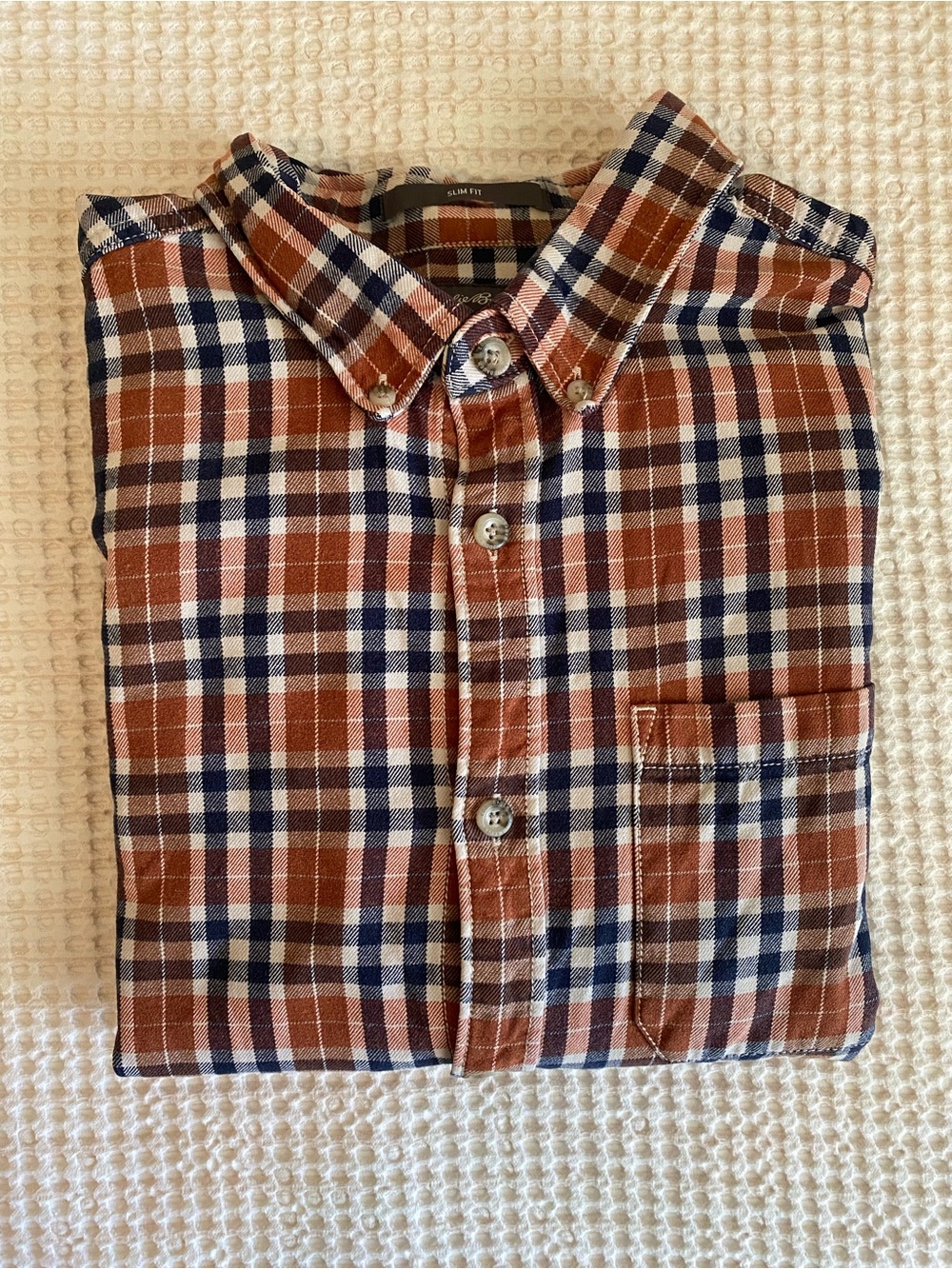 EDDIE BAUER Men’s 100% Cotton Slim Fit Check Button Down Shirt - L